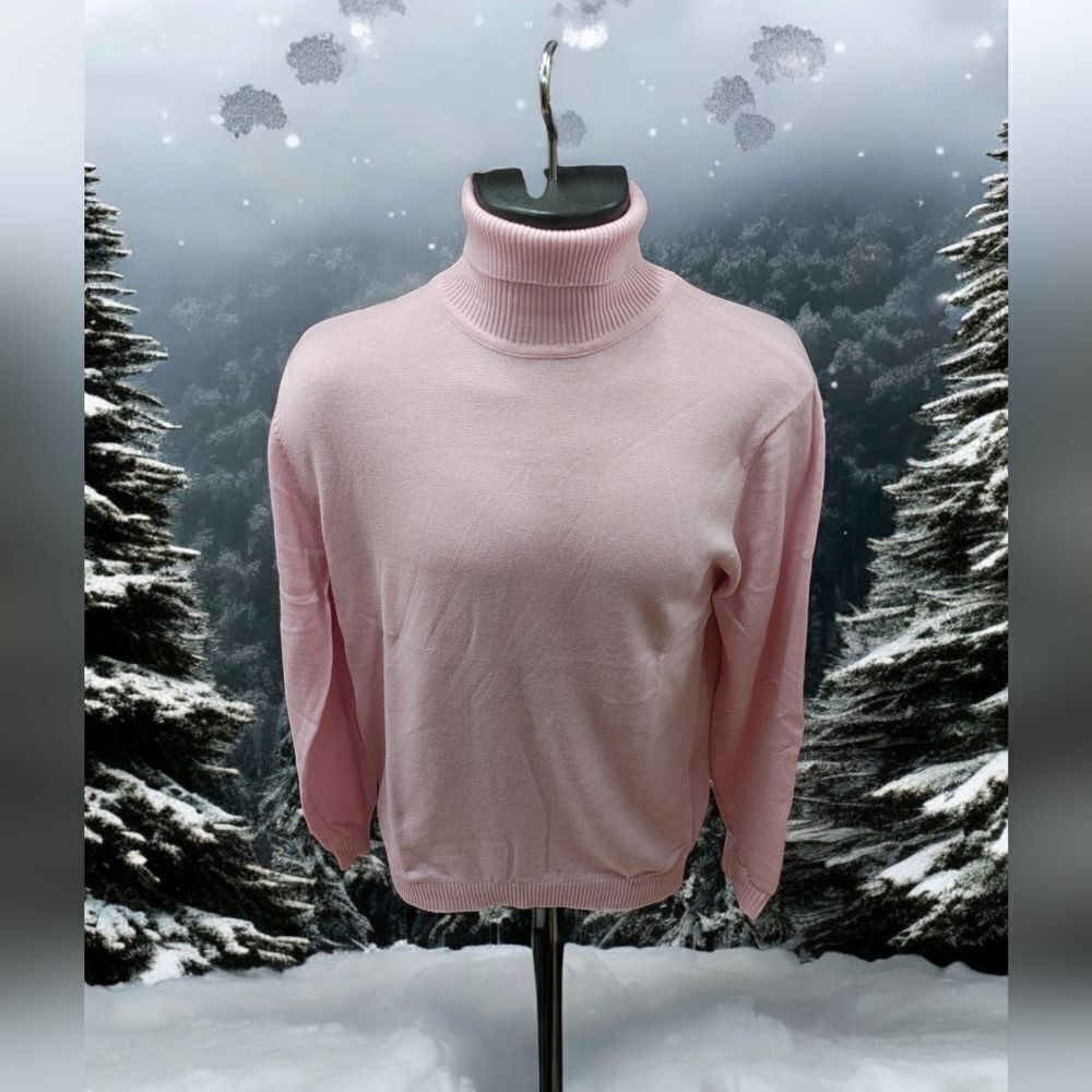 MEN'S BAGAZIO LONG  SLEEVE  PINK COTTON  ACRYLIC TURTLENECK SWEATER.  VT042